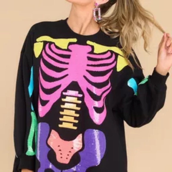 Rainbow Skeleton Sweater. Size M - Picture 2 of 7